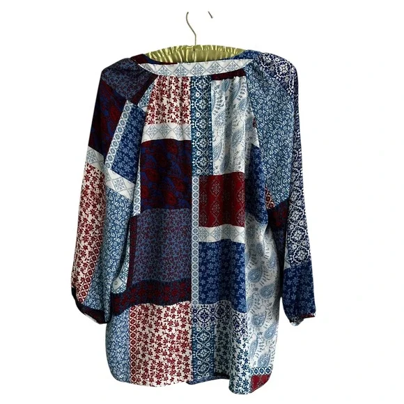 Zac & Rachel Patchwork Blouse‎ Paisley Floral Print Bohemian Top S/C - Picture 7 of 14